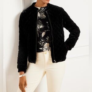 Talbots Velvet Quilted Bomber Jacket